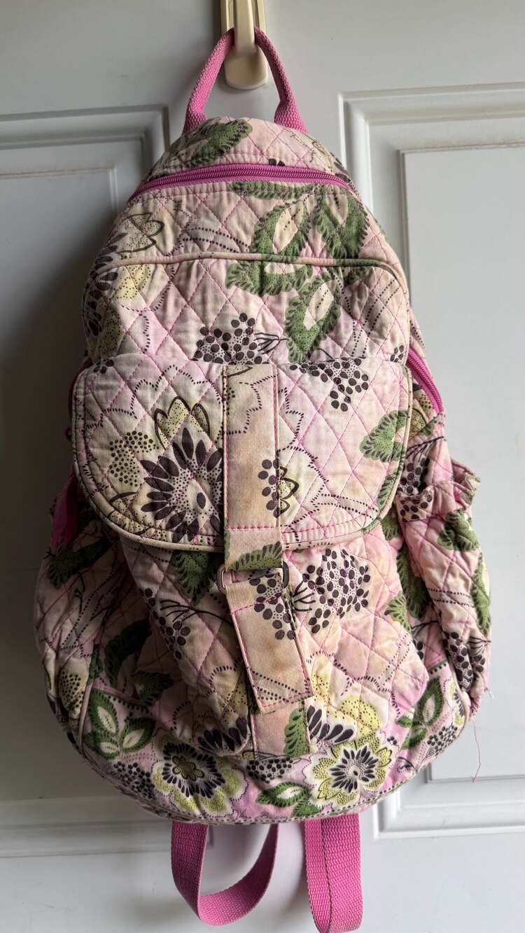 Vera Bradley Quilted Floral Pink and Green Mini Backpack